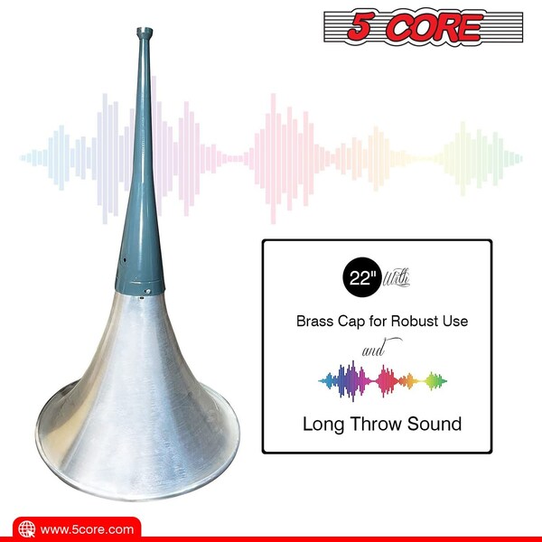 5 Core Indoor Outdoor PA Horn Speaker - Waterproof Long Range Trumpet Horn 22 Inch